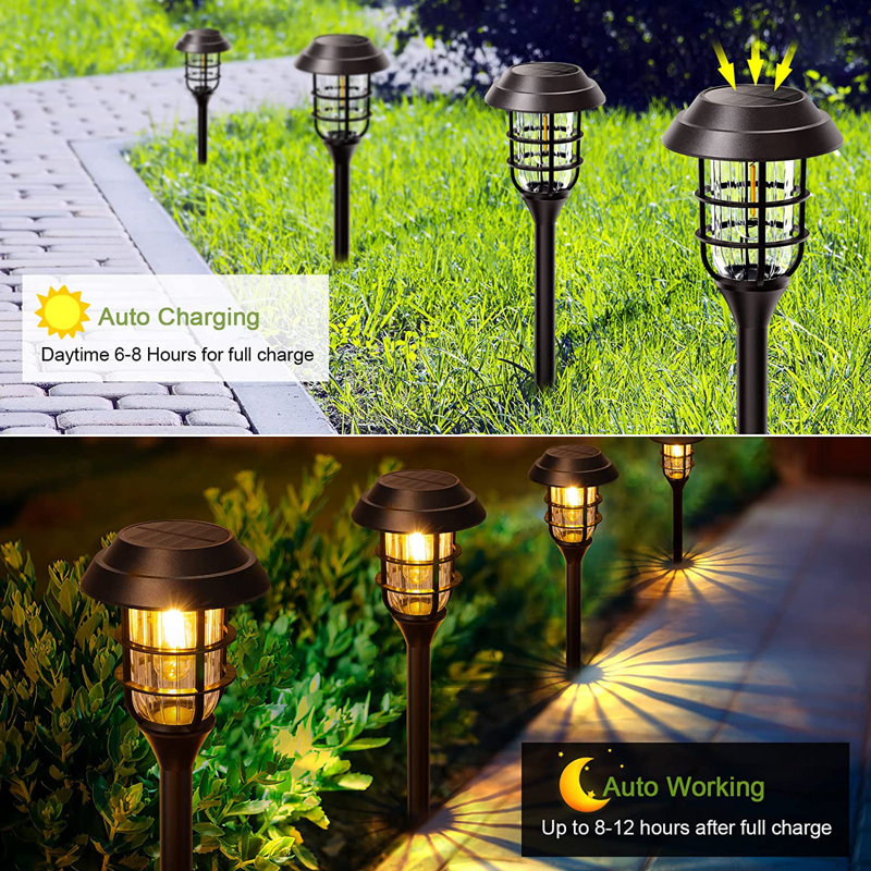 Solar Powered Black LED Pathway Lights Multipack