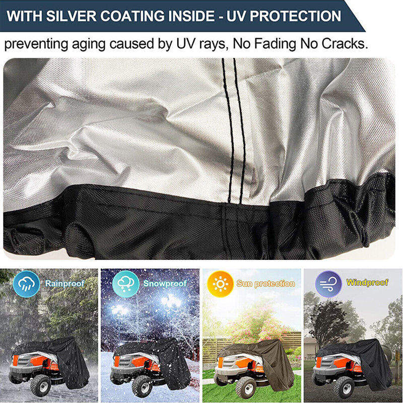 Mildew Resistant Lawn Mower Cover By HOMEYA, Black, 47" H x 45" W x 54" D