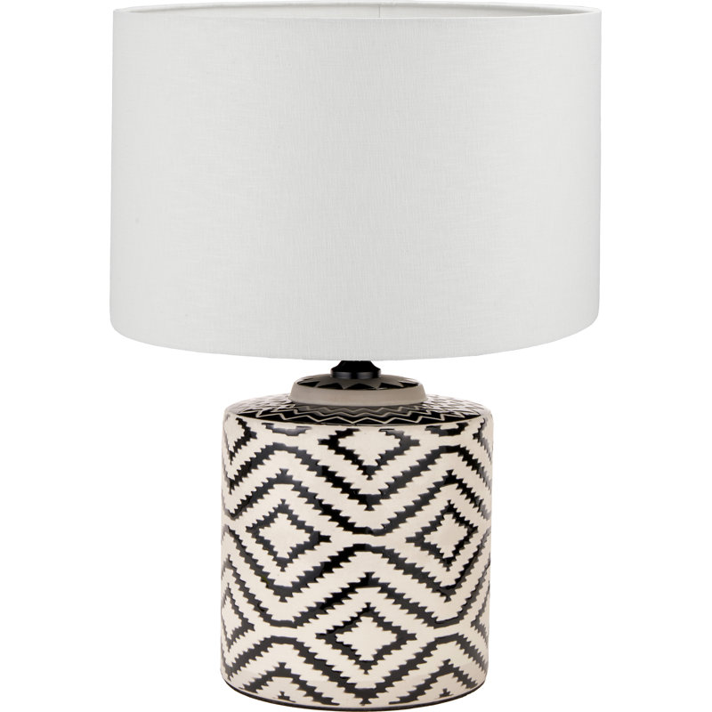 Batruk Ceramic Table Lamp, Linen, White