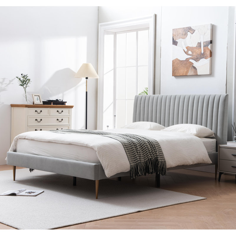 Maddigan Upholstered Platform Bed, Full, Gray
