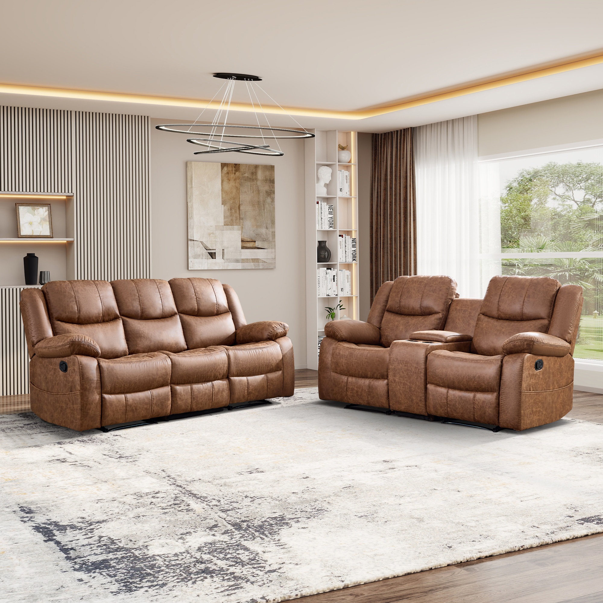 Latitude Run® 2 Piece Leather Manual Reclining Living Room Set With ...