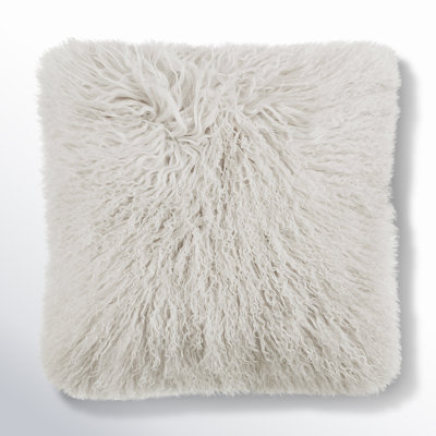 Kiefer Square Mongolian Sheepskin Pillow Cover And Insert