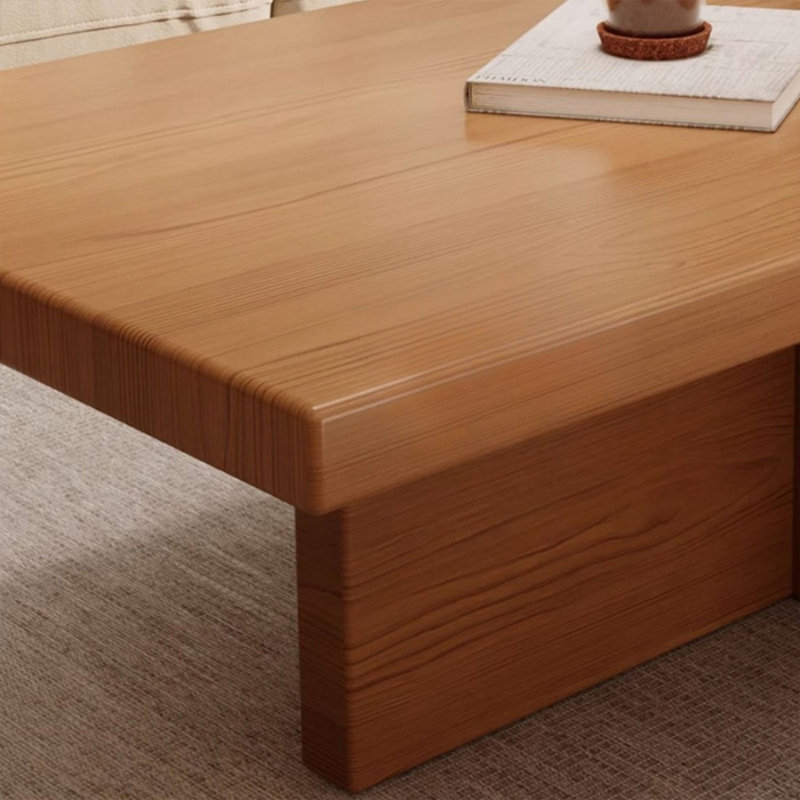 Brown Solid Wood Rectangular Coffee Table, 17.72" H x 39.37" L x 23.62" W