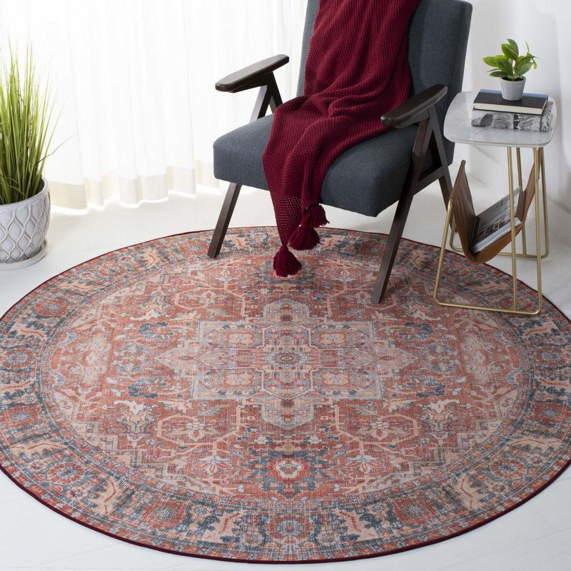Tapis oriental rouille / bleu marine, Rond 6 pi