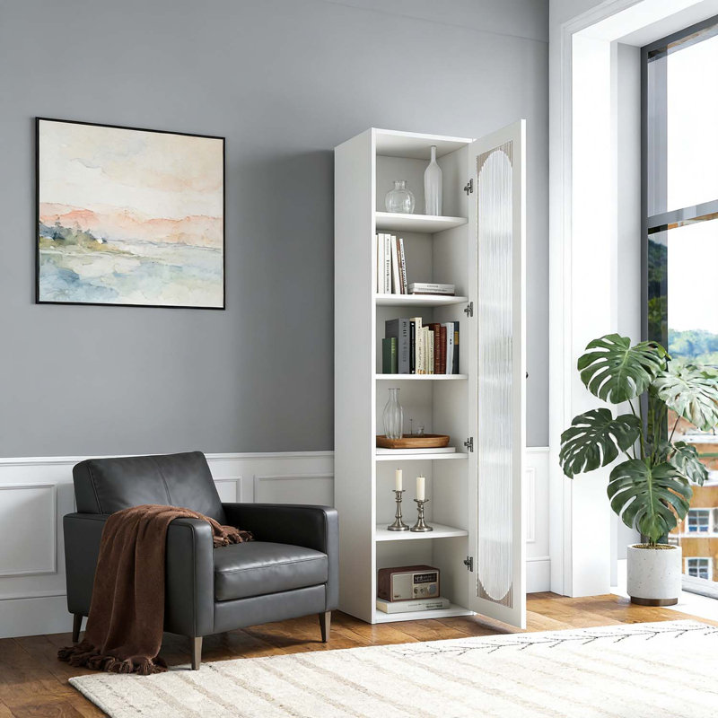 Armoire haute avec 6 tablettes et 1 porte vitrée