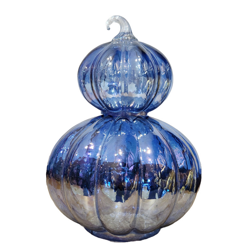 NAVY BLUE GLASS STACKABLE PUMPKIN