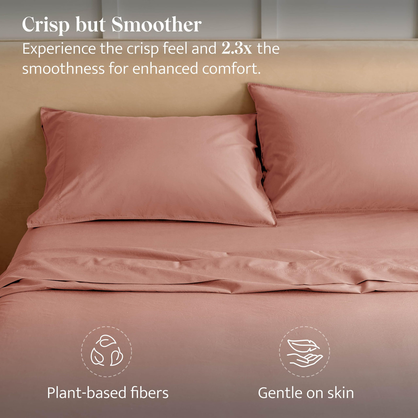 Double Stitch Tencel Cotton Solid Sheet Set, Queen Sheet Set, Coral