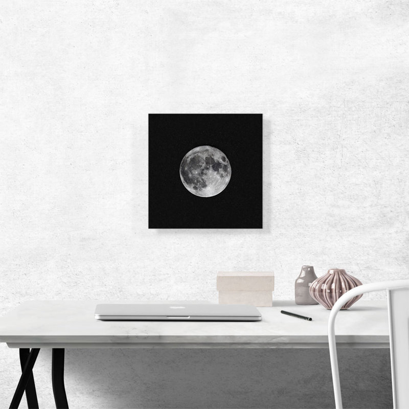 Pleine lune avec étoiles étoilées - reproduction d'art sur toile tendue, H 12 po x l 12 po x P 1,5 po
