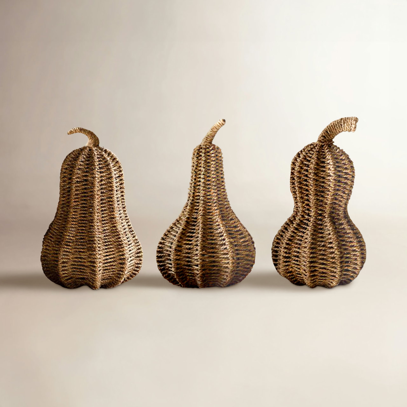 SET OF THREE WOVEN VINE GOURDS