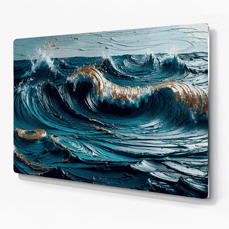 Art mural nautique abstrait bleu nautique, H 12 po x l 18 po