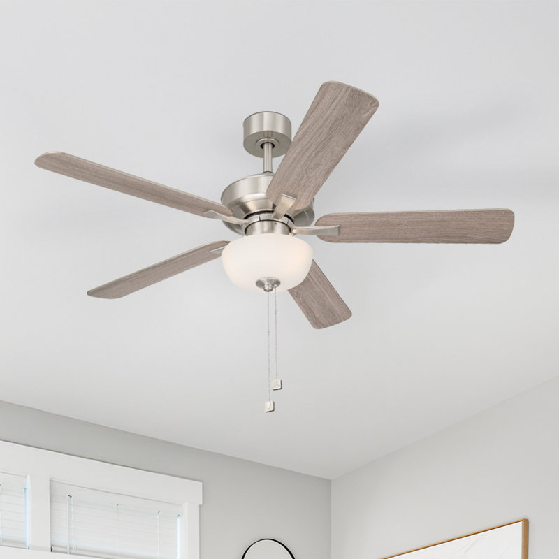 Gallant II 52 in. Indoor/Covered Outdoor Brushed Nickel Transitional Ceiling Fan with Three 3000K LED Bulbs Included, Gray