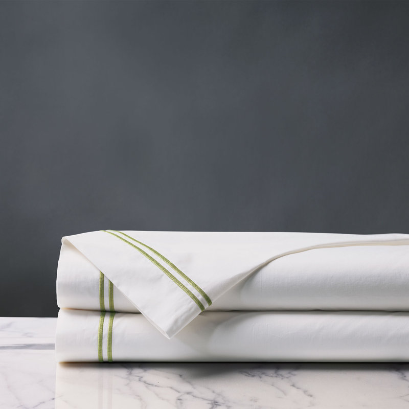 Drap-housse en percale de coton de qualité égyptienne 200 fils Enzo, Drap plat de taille très grand, Chaux