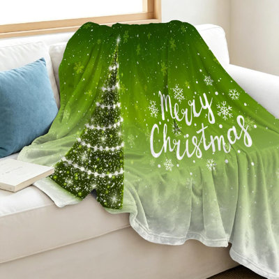 Green Ultra Soft Flannel Fleece Throw Blanket,Christmas Single-Sided Print
