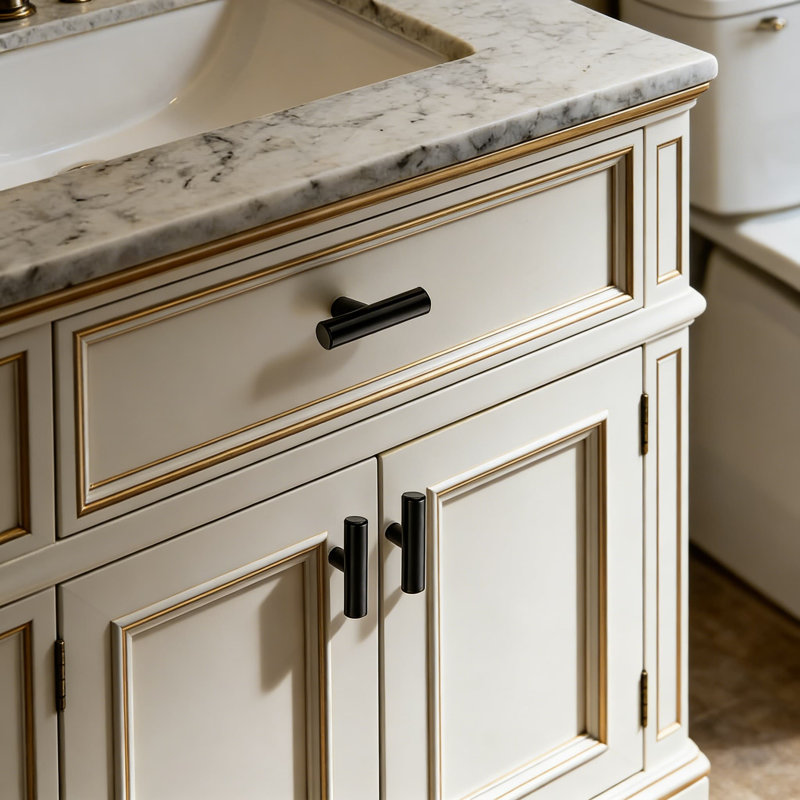 Paquet de 10 boutons d'armoire noir mat, poignées de tiroir à un trou en acier inoxydable pour armoires de cuisine et commodes, quincaillerie à bord arrondi de 2 pouces avec installation facile