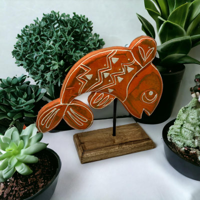 Tangerine Fish on Stand - Orange Henna