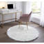 Tapis rond blanc en fausse peau de mouton à poil long fabriqué à la main Malakie-2095980400