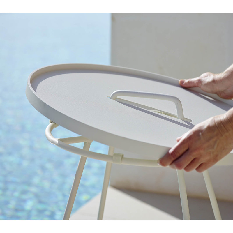 On-the-Move Outdoor Round Side Table, 17.4", White