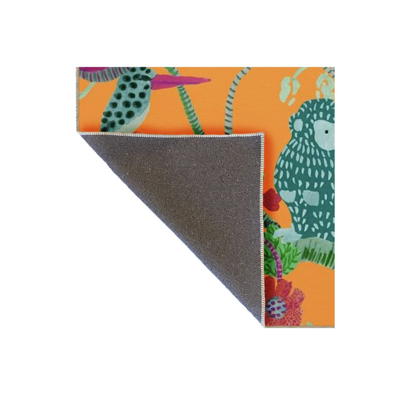 Tapis lavable décoratif à motif floral orange et orange, Sous-tapis rectangulaire de 3 pi 3 po x 4 pi 11 po