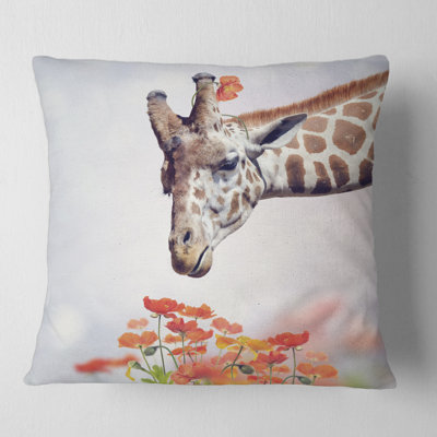 Portrait et housse de coussin carré Portrait de girafe II