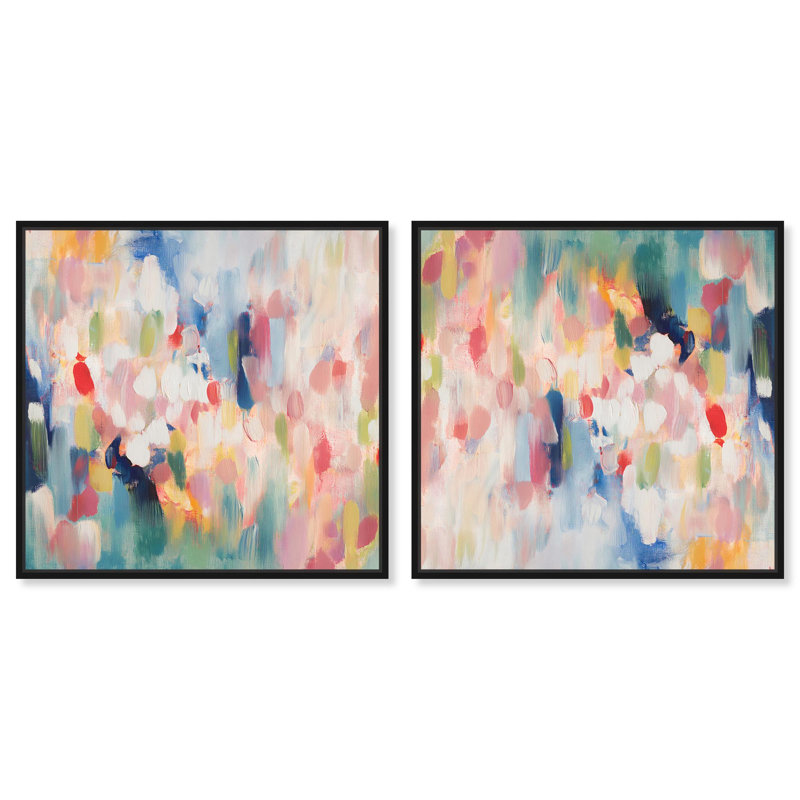«Imprints of Touch II», ensemble de toiles fluides par Art Remedy, H 21 po x l 21 po, Cadre noir