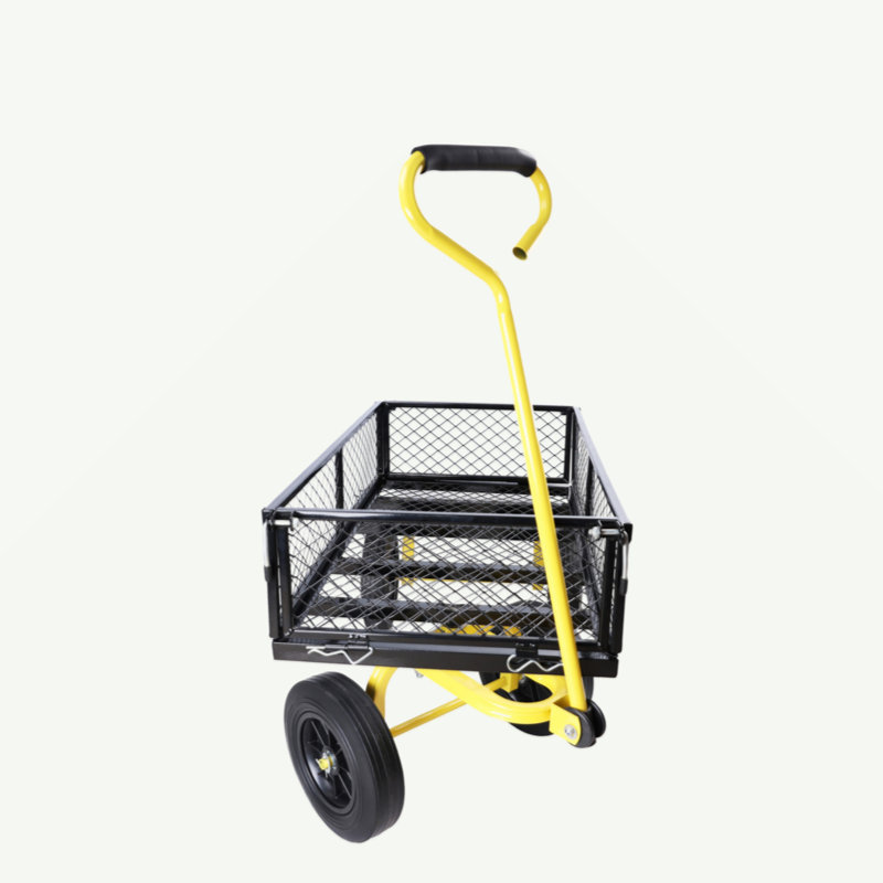 Black and Yellow Steel Garden Wagon with Solid Wheels