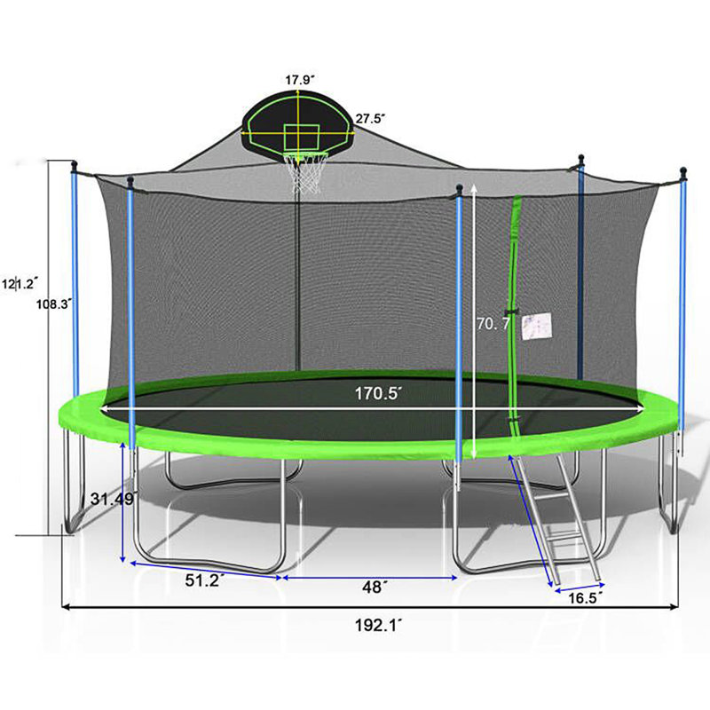 Ceballos 16' Foldable Oval Toddler Trampoline with Handlebar