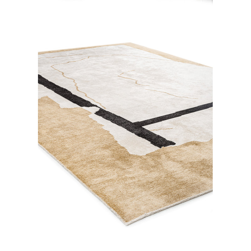 Rapture Abstract Area Rug in Black, Rectangle 6'7" x 8'3"