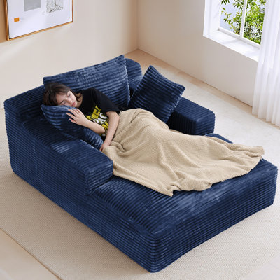 Faux Fur Compression Bean Bag Chair Oversized Chaise Lounge Chair with Pillows