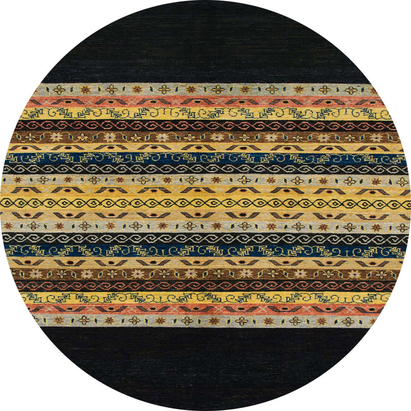 Tapis décoratif multicolore à motif abstrait, Rond 7 pi
