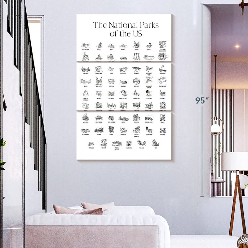 Carte des parcs nationaux américains Alvord, H 74 po x l 48 po