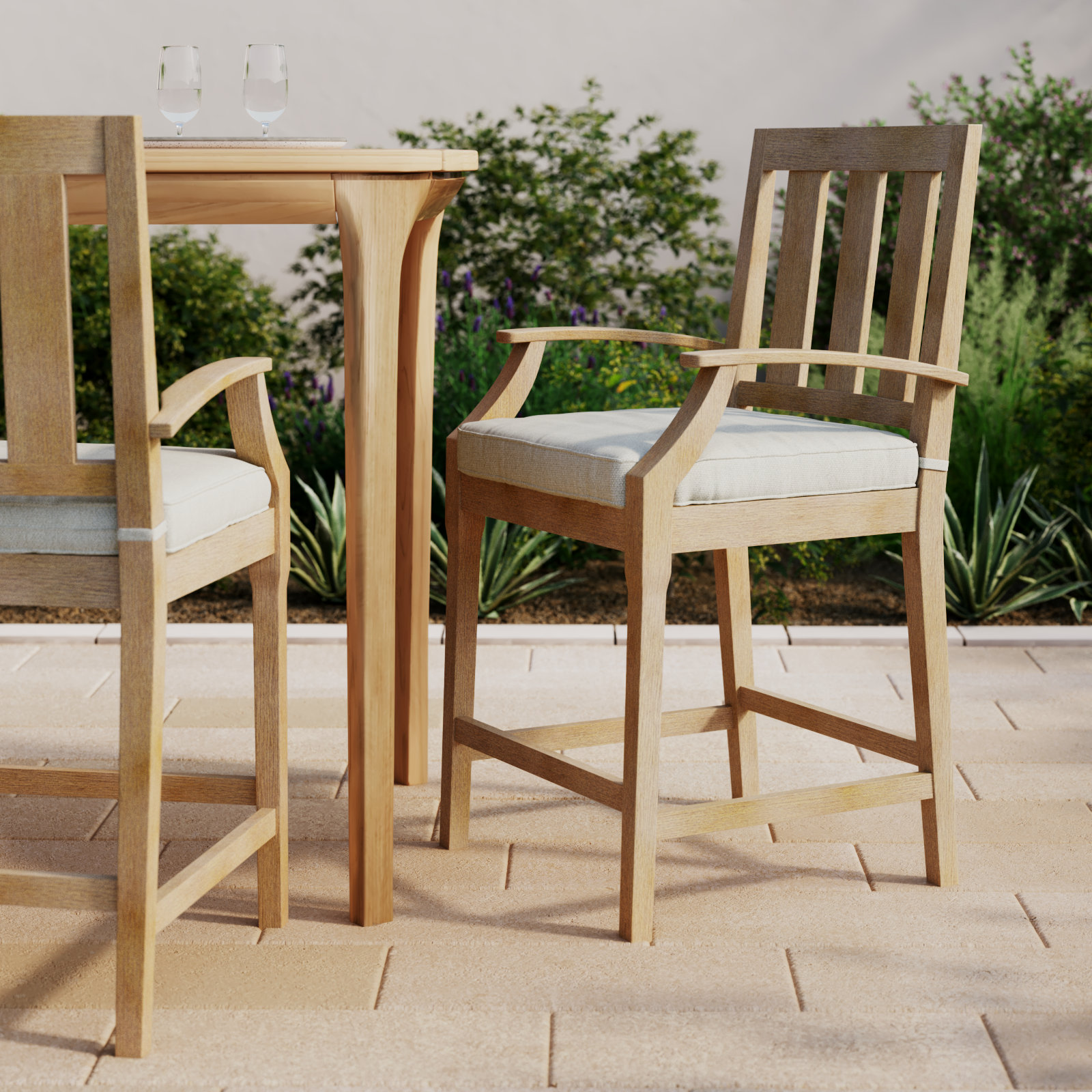 Samya Eucalyptus Patio Bar Stool, White