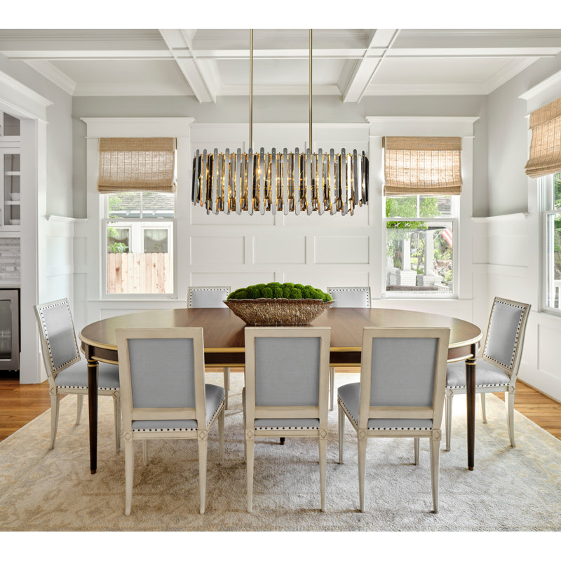 Onecimo 7-Light Luxury Stainless Steel Dining Room Tiered Chandelier with Smoked Crystal Accents