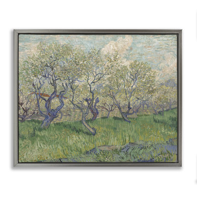 "Classic Van Gogh Blossoming Orchard Brown", art mural sur toile flottante par one1000paintings
