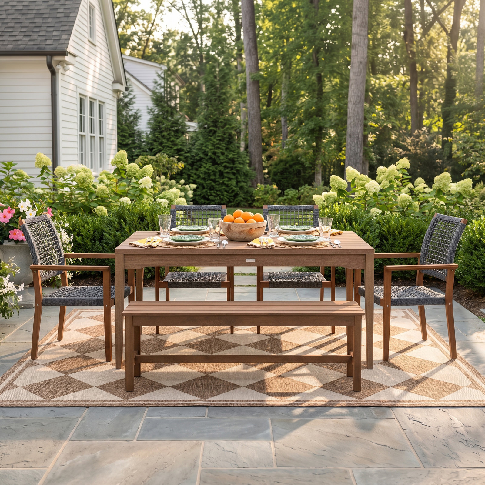Fleur 64" Eucalyptus Patio Dining Set