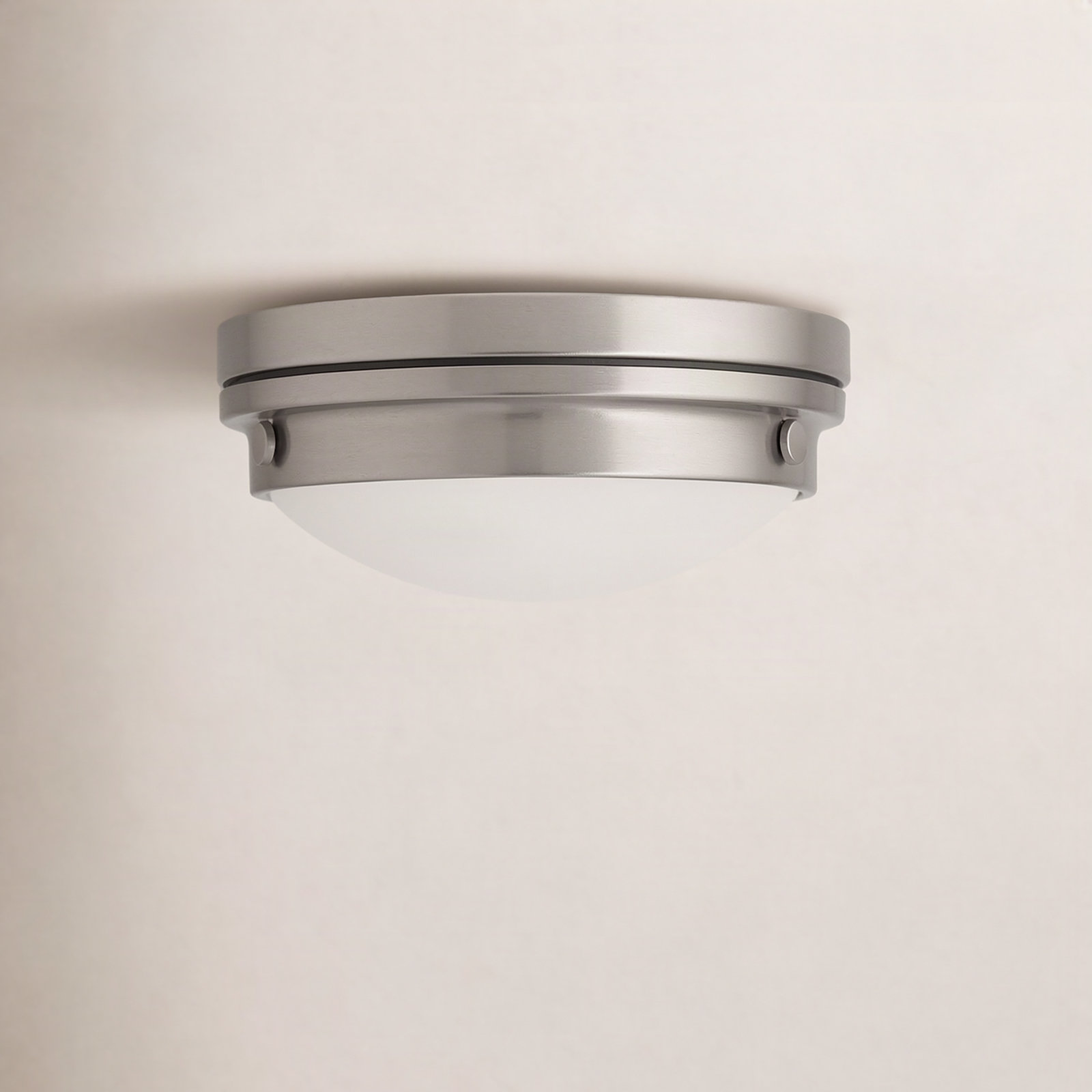 Helmsford 2-Light Flush Mount, Satin Nickel
