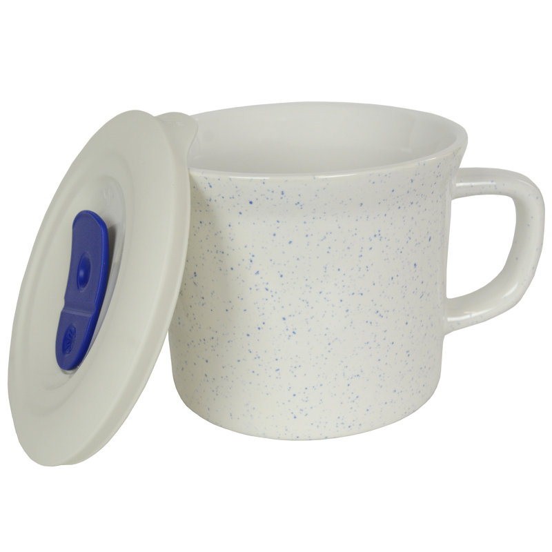 Tasse de repas 20 oz avec couvercle mouchetée bleu marine Cornware