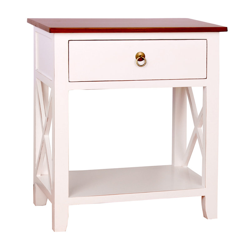 75.44cm W Solid Wood Bedside Table, White