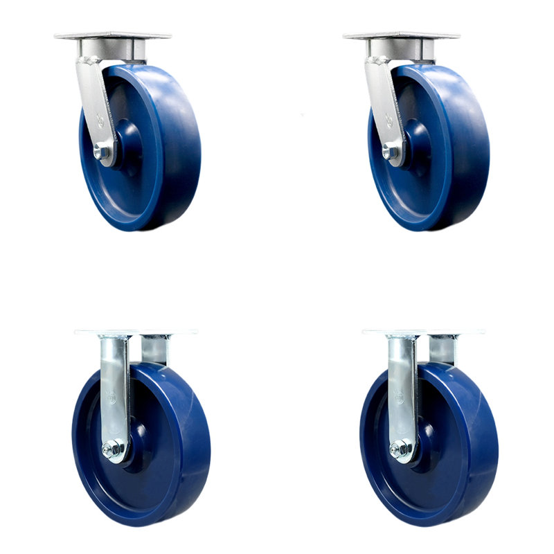 4 Piece Kingpinless Solid Poly Caster Set