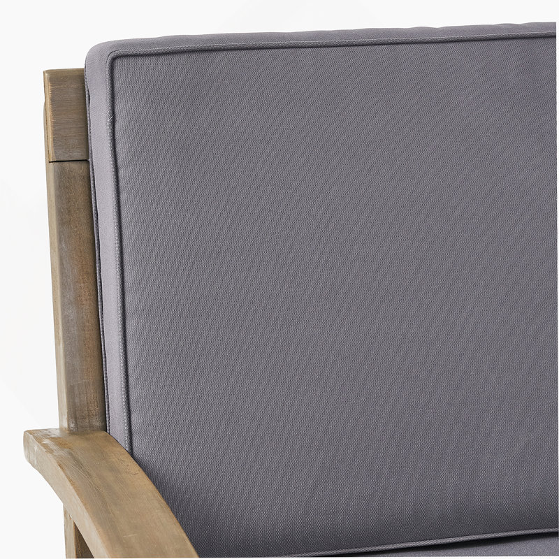 Chaises de patio à cadre en bois, Coussin gris / cadre gris foncé