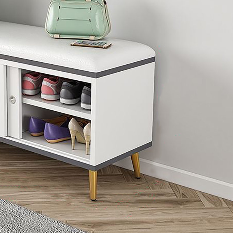 23.6'' Shoe Storage Bench, White/Gray