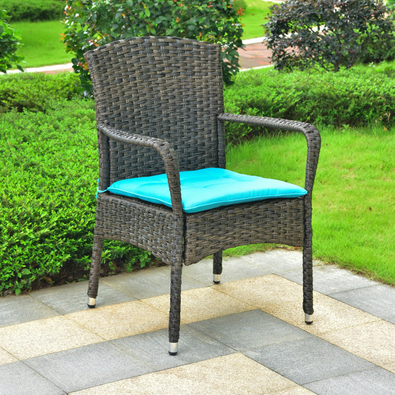 Harbin Wicker Premium All-Weather Wicker Outdoor Dining Armchair with Cushion