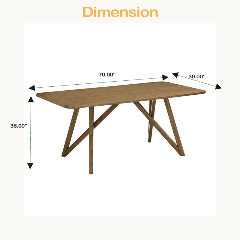 70"W Rectangular Geometric Cross Base Dining Table