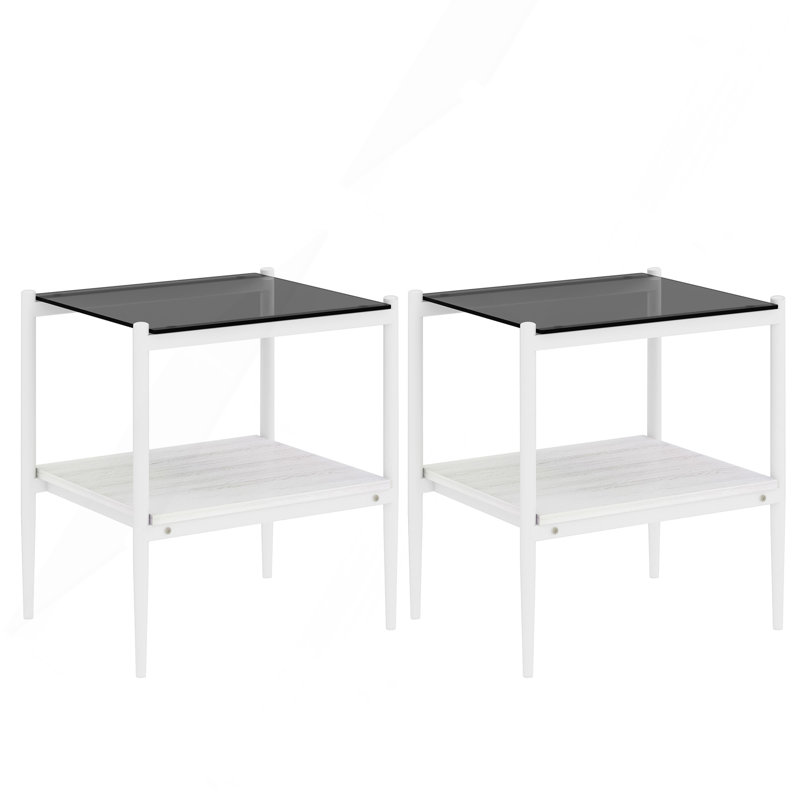 3-Piece Coffee Table & End Tables Set, Gray, White