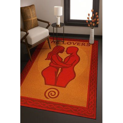 Tapis bleu tissé lavable rétro Mosso