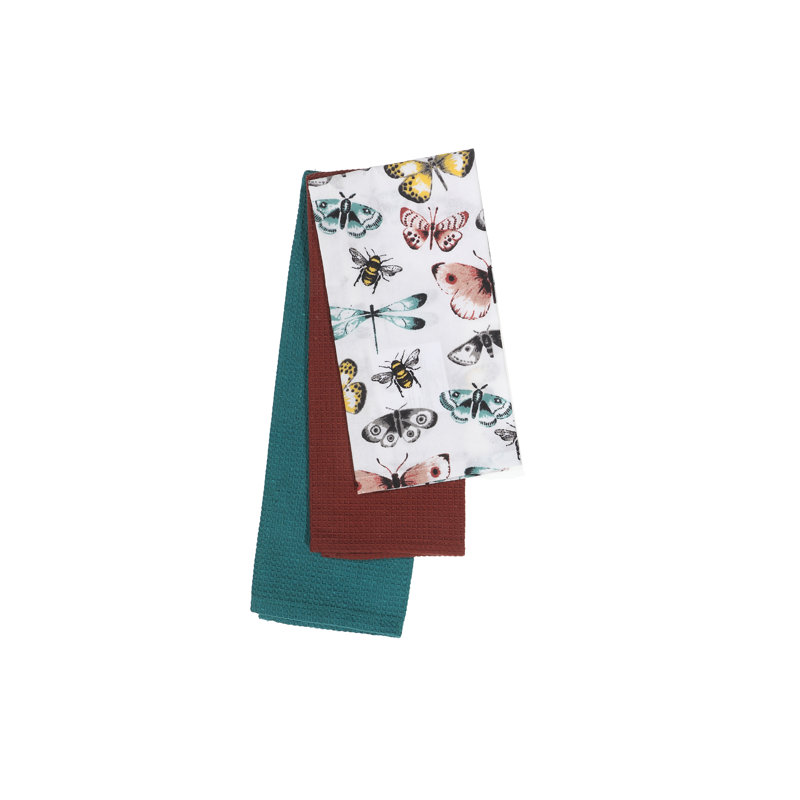 Ensemble de serviettes de cuisine (ensemble de 3 pièces) (papillon)