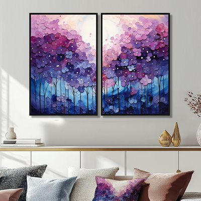 Indigo Dreams II - jaune, reproduction d'art moderne sur toile, ensemble de 2
