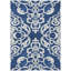 Tapis extérieur lavable damassé bleu marine et ivoire 3 pi x 5 pi
