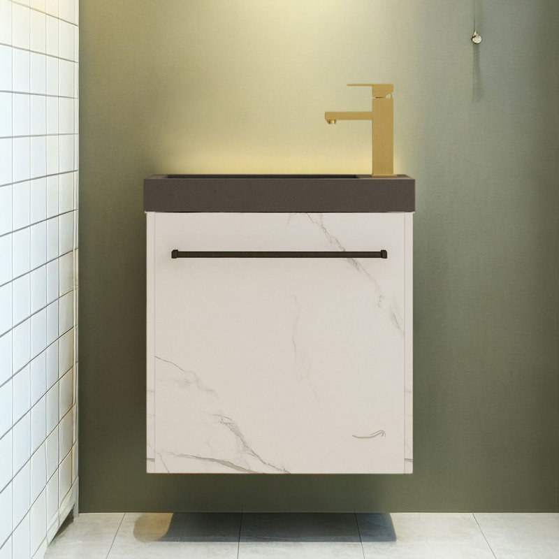 Meuble-lavabo simple avec plateau 19,70 po Jozelynn, Noir