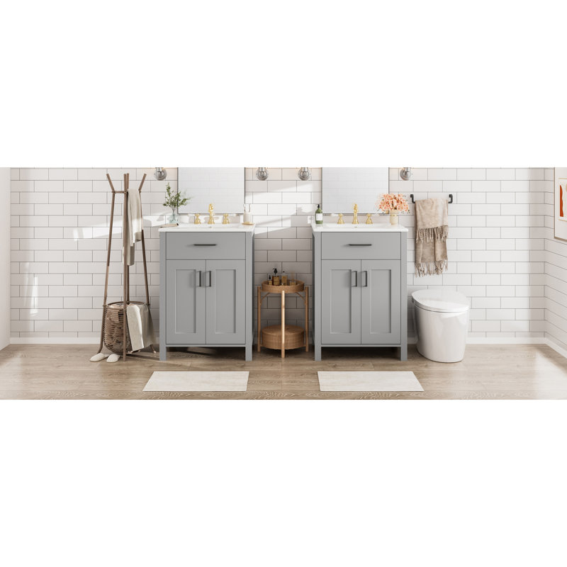 Elegant Soft-close Double Bathroom Vanity Solid Wood Transitional Style