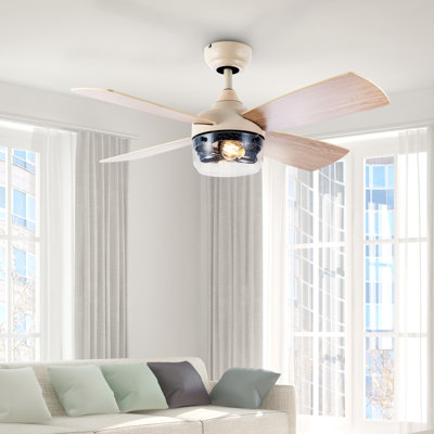 42''W Caiya 4 - Blade Standard Ceiling Fan with Remote Control and Light Kit Included